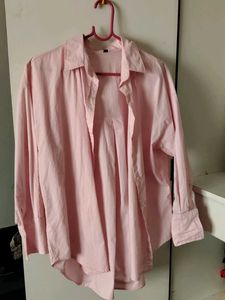 Oversized Pink Button-Up Shirt