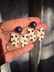 Cute Polka Dot Bow Earrings