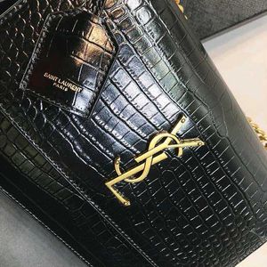 Saint Laurent Black Croc Embossed Bag