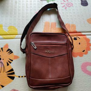 Men Brown Faux Leather Crossbody Bag