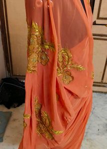 pure chiffon saree with aari tari zari work 😍🔥