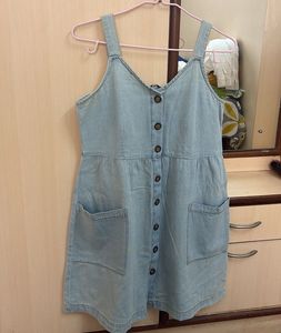 Light Wash Denim Button-Front Dress