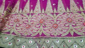 Vibrant Pink Embroidered Raw Silk Saree