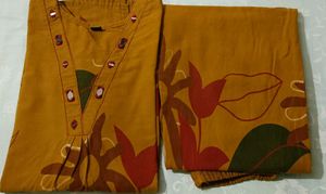 Women's Ethnic Mustard Kurta and Pants Set