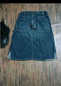 Y2K blue denim midi skirt