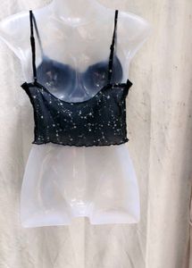 25V. Sparkling Star Print Sheer Cami Top