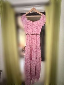 Charming Pink Floral Midi Dress