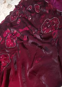 Designer Maroon Floral Saree