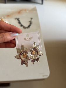 Silver Flower Statement Earrings