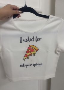 Ewa Young Funny Pizza Graphic Crop Top