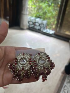 Elegant Red & White Earrings