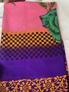 Vibrant Purple Saree with Floral Border