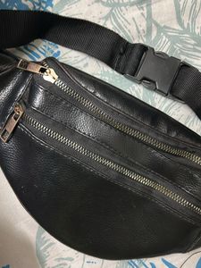 Chic Black Faux Leather Fanny Pack
