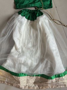 Girls Green &amp; White Lehenga Choli