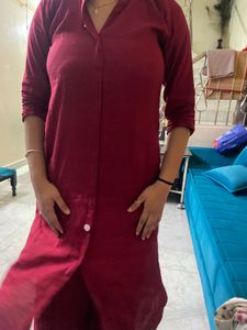 Maroon Kurta Set with Palazzo Pants