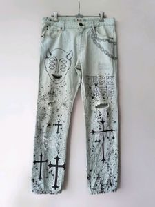 Hand Painted Distressed Jeans