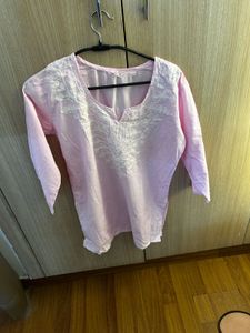Embroidered Pink Kurta