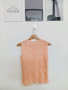 Peach Knit Sleeveless Top