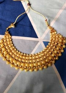 Exquisite Gold Pearl Necklace &amp; Earring Set