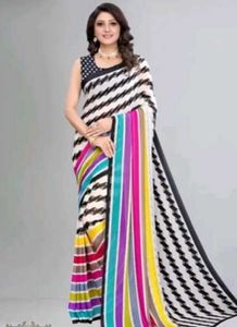 Vibrant Striped Saree