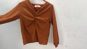 Stylish Brown Twisted Neck Top
