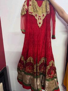 Elegant Red Embroidered Gown