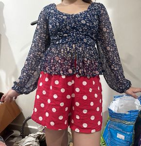 Chic Floral Print Sheer Top