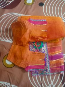Orange Bandhani Style Saree
