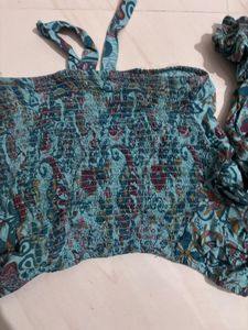 Bohemian Print Off-Shoulder Crop Top