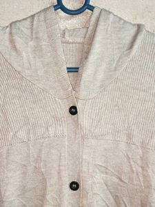 Cozy Cream Knit Cardigan Hoodie Long