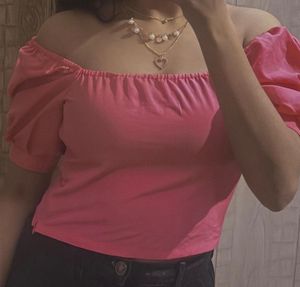 It's A Cute Pink Silk Top With Shoulder Off 🤩🩷🩷