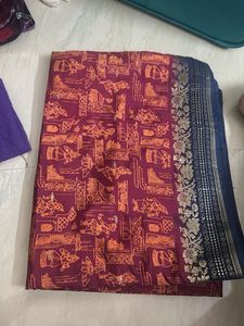 Beautiful Maroon & Blue Saree