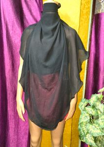 Elegant Black Sheer Naqab face piece double cover
