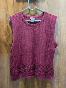 Maroon Sleeveless Knit vest Top
