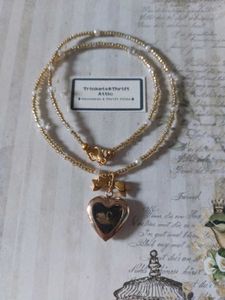 Vintage Swan Heart Locket Necklace