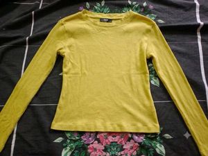Yellow Ribbed Long Sleeve Top