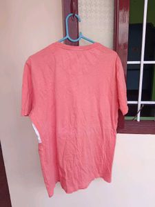Coral &amp; White Striped Pocket T-Shirt