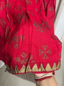 Red Floral Ethnic Flared Skirt