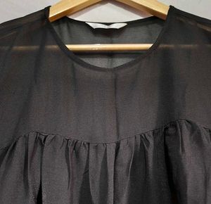 Sheer Black Maxi Tunic Top