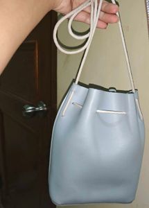 Chic Light Blue Drawstring Bucket Bag