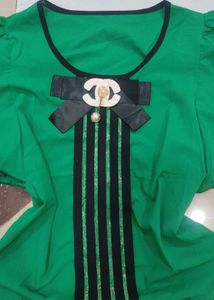Stylish Green Top with Bow Detail,channel logo