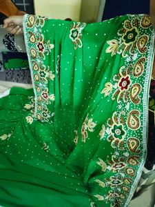 Green Embellished Saree with blouse