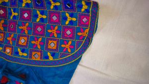 Embroidered handmade blue Navratri Crop Vest