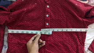 Men's Maroon Kurta with Sequins