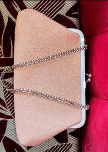 Sparkly Gold Clutch Bag with Chain