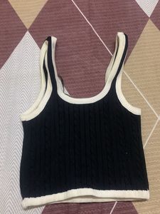 Bershka Black Knit Crop Top