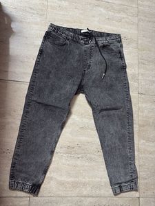 Grey Washed Denim Jogger Jeans