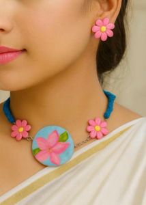 Boho Flower Necklace & Earring Set