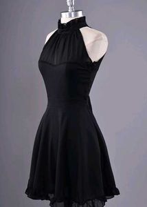 Elegant Black Halter Neck Dress