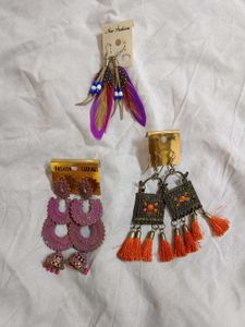 Boho Feather and Tassel Earrings Set